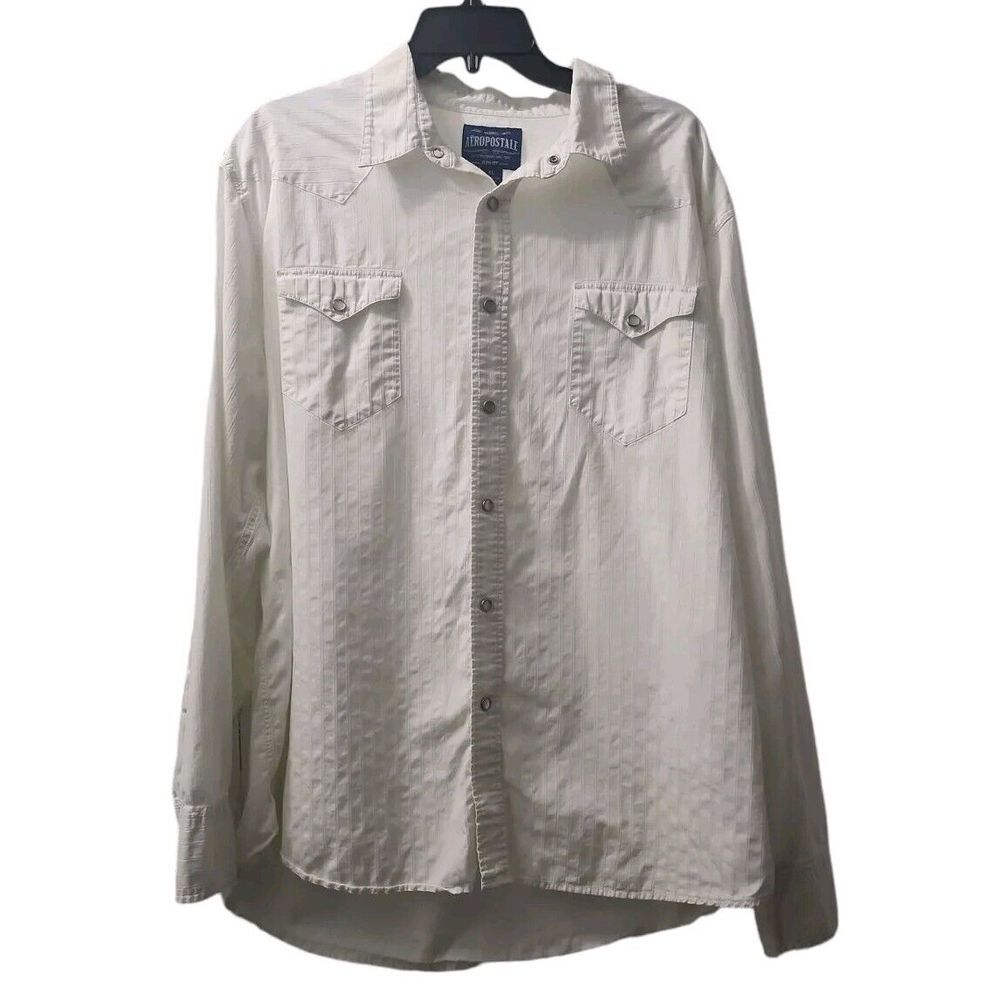 Orginal Aeropostale Slim Fit Mens XL Pearl Snap‎ White